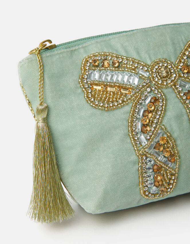 Embellished Bow Velvet Coin Purse, , large