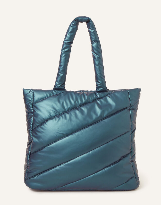 Metallic Tote Bag, Teal (TEAL), large