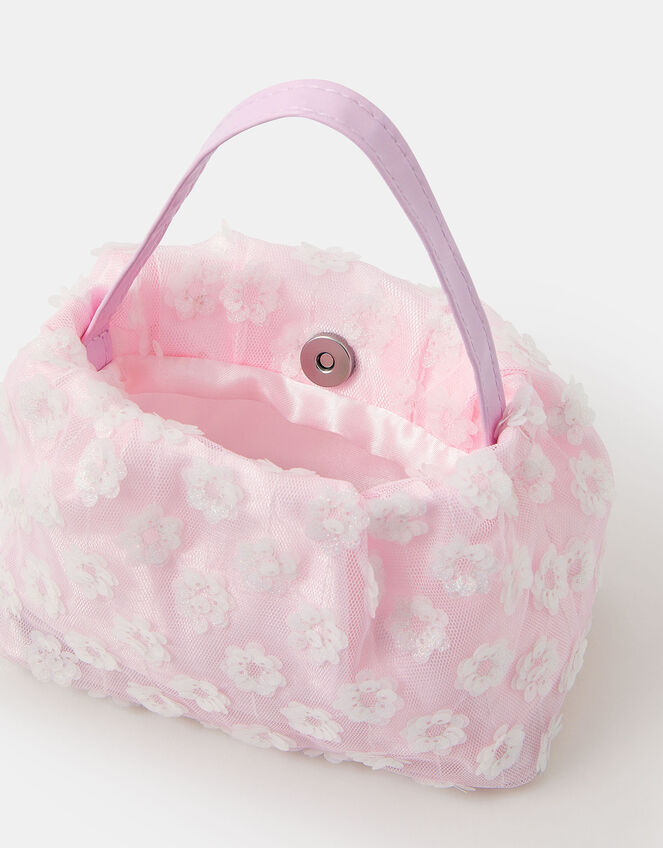 Girls Flower Sequin Shoulder Bag, , large