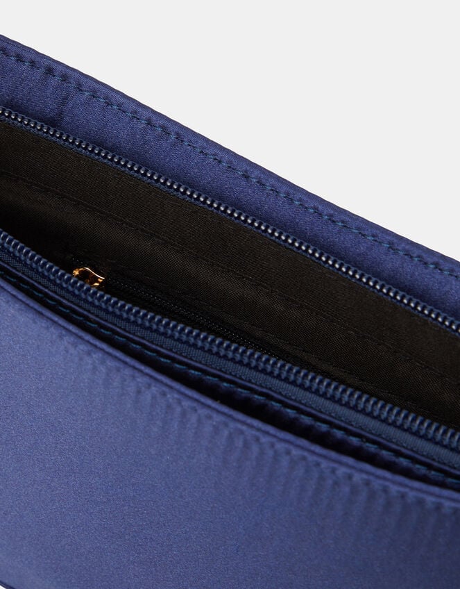 Satin Shoulder Bag, Blue (NAVY), large