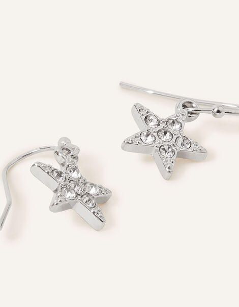 Pave Star Short Drop Earrings, , large