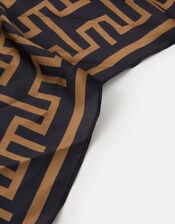 Geometric Print Square Satin Scarf, , large