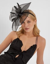 Large Crin Fascinator, Black (BLACK), large