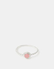 Sterling Silver Healing Stone Ring, Pink (PINK), large