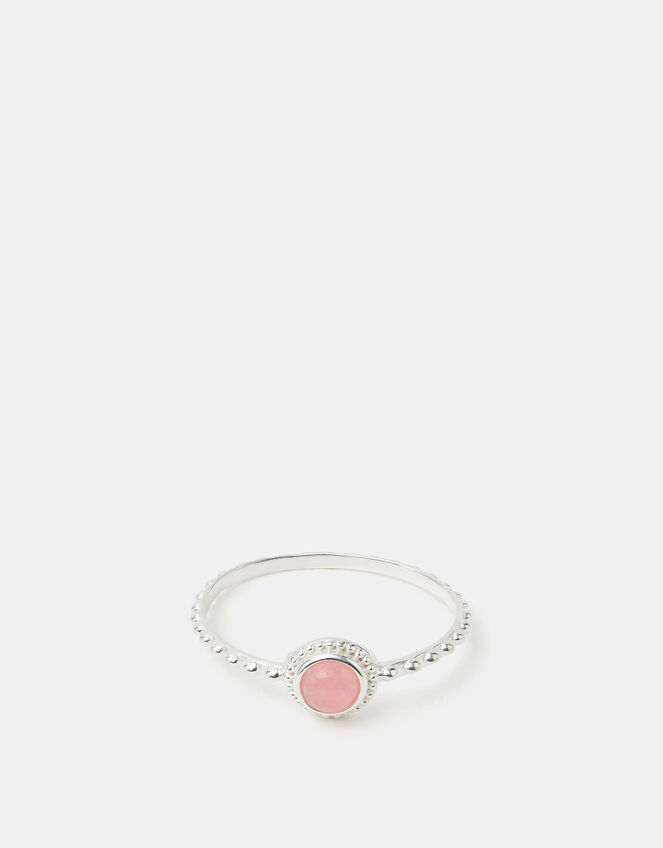 Sterling Silver Healing Stone Ring, Pink (PINK), large