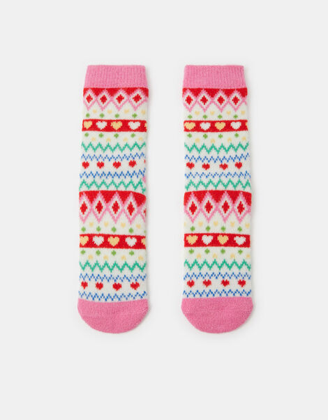 Fair Isle Print Bed Socks, , large