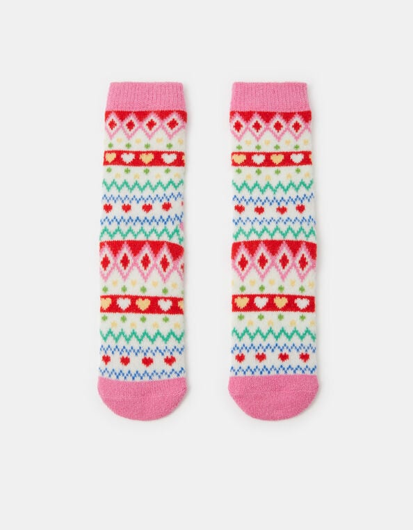 Fair Isle Print Bed Socks, , large