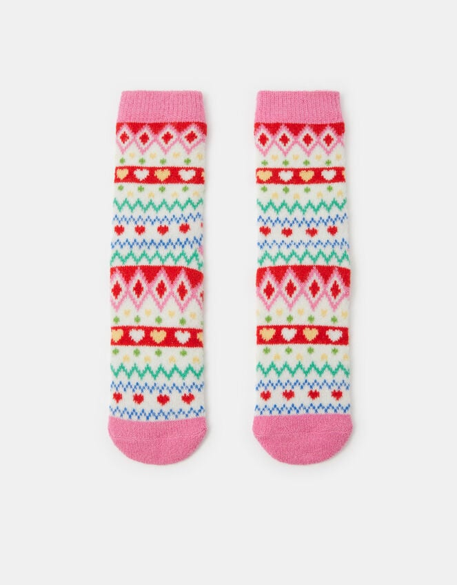 Fair Isle Print Bed Socks, , large