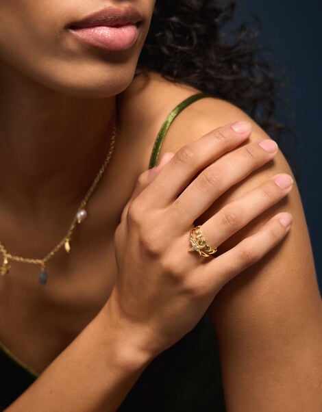 2-Pack 14ct Gold-Plated Starfish & Shell Rings, , large