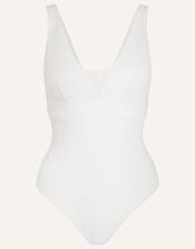 Lexi Ribbed Shaping Swimsuit, White (WHITE), large