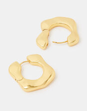 14ct Gold-Plated Molten Square Hoop Earrings, , large