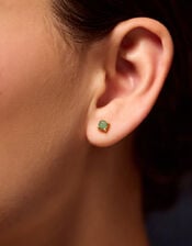 14ct Gold-Plated Aventurine Stud Earrings, , large