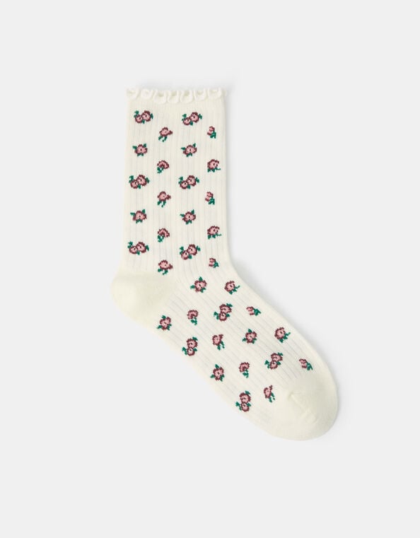 Flower Print Socks, , large