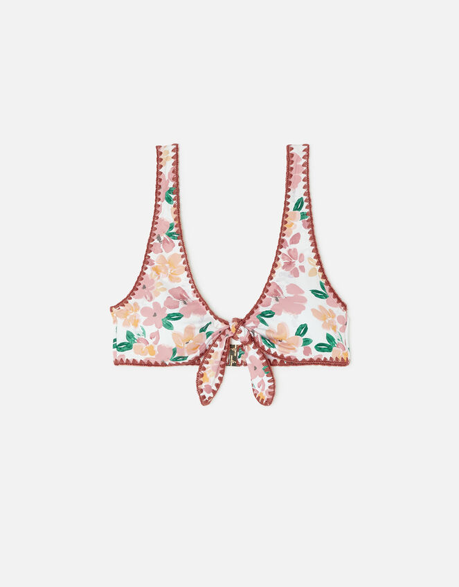 Pretty Floral Blanket Stitch Bikini Top, Multi (PASTEL-MULTI), large