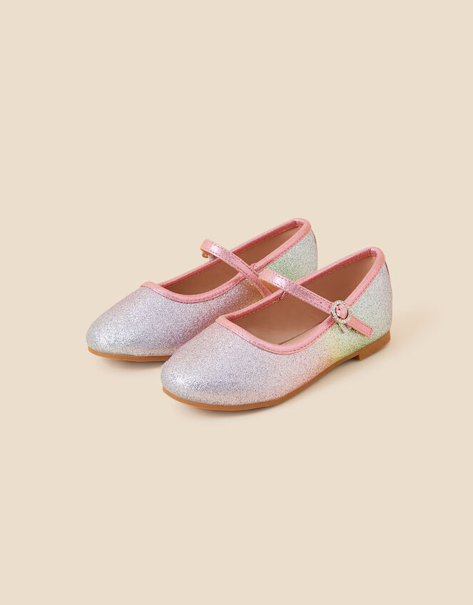 Girls Ombre Rainbow Glitter Ballerina Flats, Multi (BRIGHTS-MULTI), large