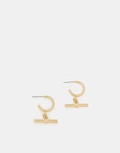 T-Bar Charm Hoop Earrings, , large