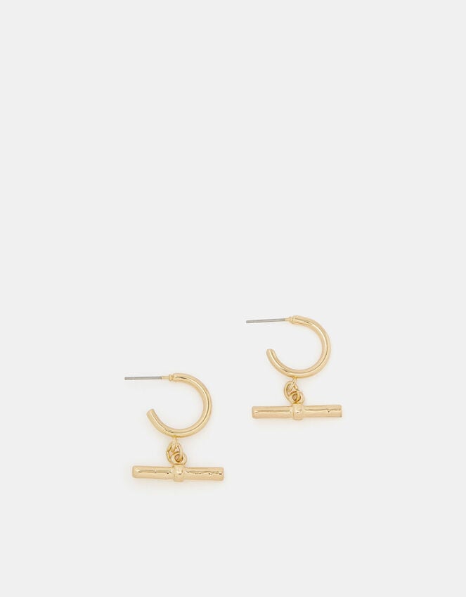 T-Bar Charm Hoop Earrings, , large