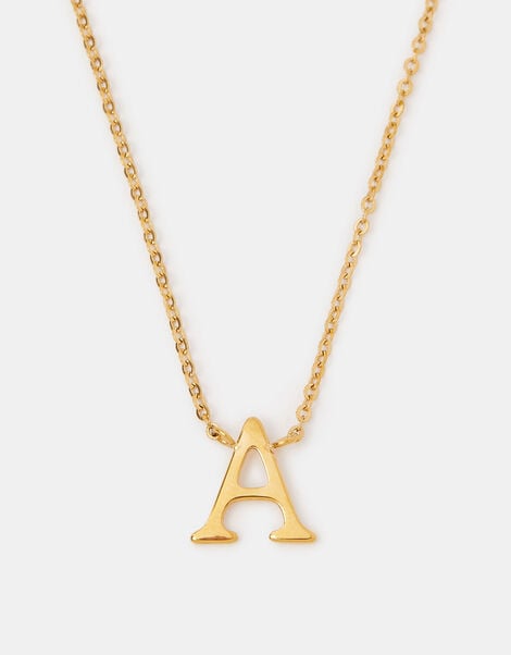 Stainless Steel Initial Pendant Necklace, Gold (GOLD), large