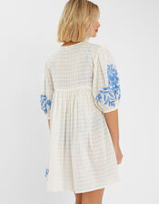 Floral Embroidered Beach Cover-Up Dress, White (WHITE), large