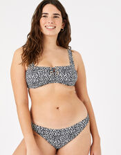 Eyelet Printed Bikini Briefs, Black (BLACK/WHITE), large