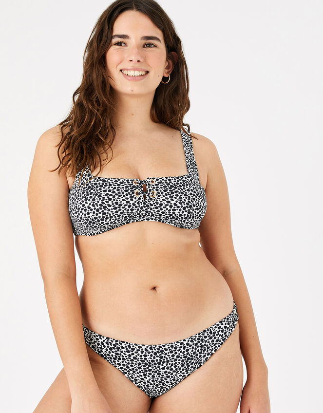 Eyelet Printed Bikini Briefs, Black (BLACK/WHITE), large