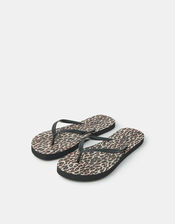 Leopard Print Flip Flops, Multi (DARKS MULTI), large