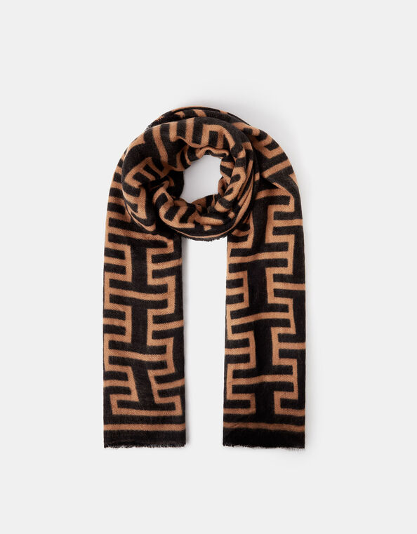Geometric Print Blanket Scarf, , large
