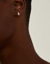 Sterling Silver-Plated Mini Diamante Teardrop Earrings, , large