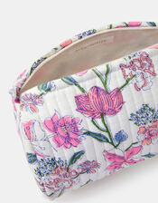 Medium Floral Print Quilted Make Up Bag, , large