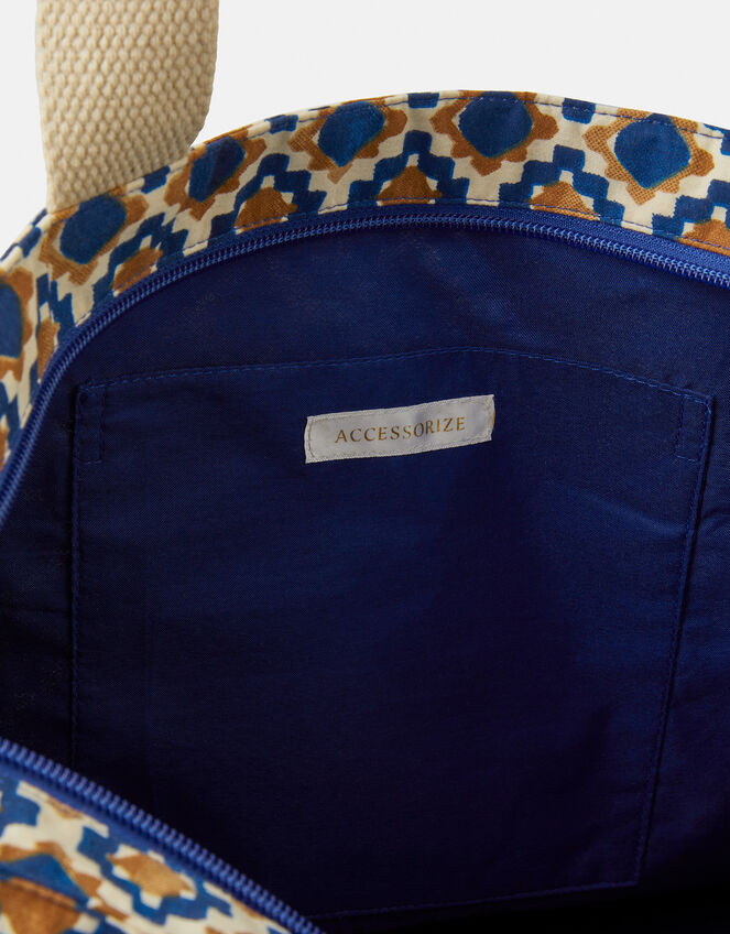Tile Print Beach Tote Bag, , large