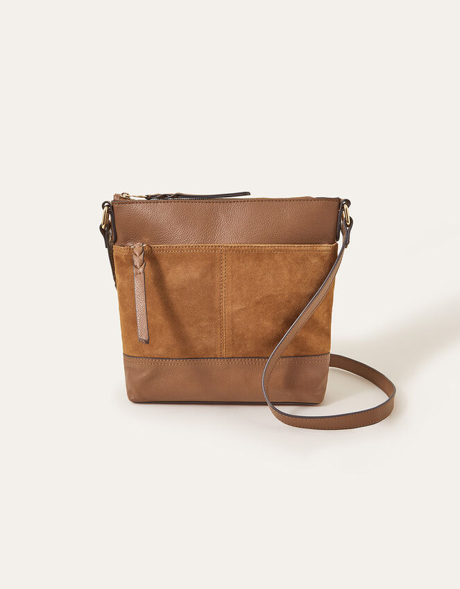 Leather Messenger Bag, Tan (TAN), large
