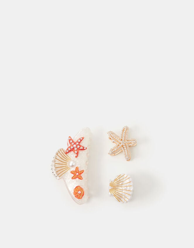 3-Pack Starfish & Shell Claw Clips, , large