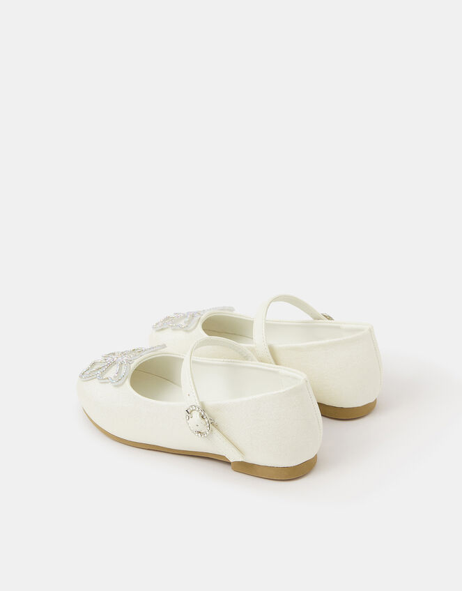 Girls Butterfly Ballet Flats, Cream (PEARL), large