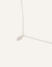 Sterling Silver Marquise Shape Pave Necklace, , large