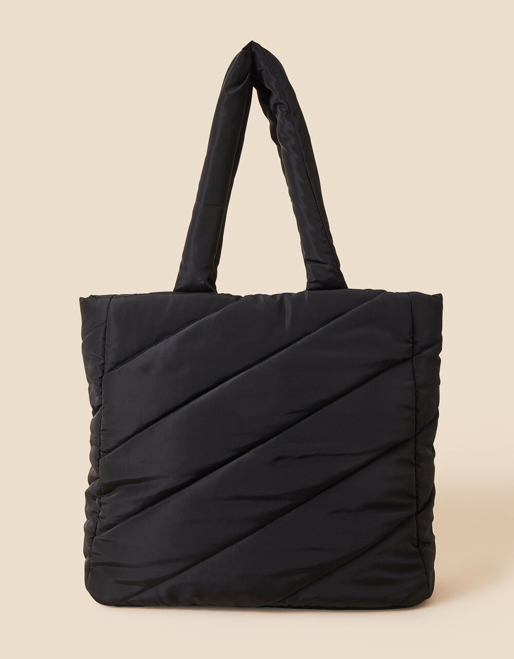 Quilted Shopper Bag in Recycled Nylon Black Tote & Shopper bags