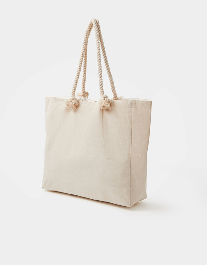 Pineapple Embroidered Beach Bag, , large