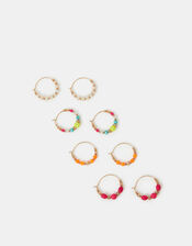 4-Pack Mix Bead Hoop Earrings, , large