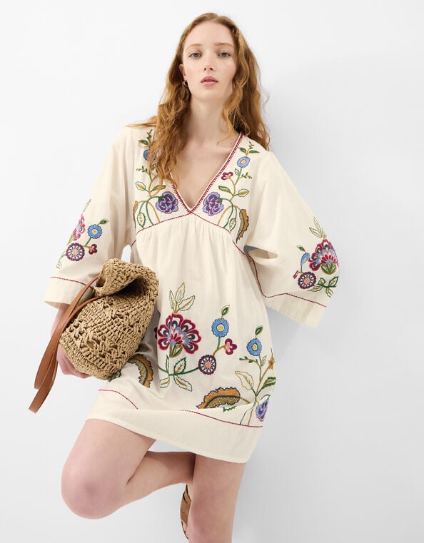Embroidered Mini Cover Up, Ivory (IVORY), large