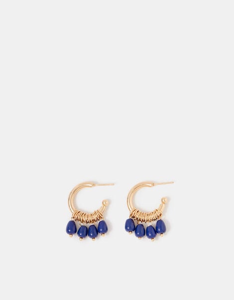 Bead Charm Hoop Earrings, , large