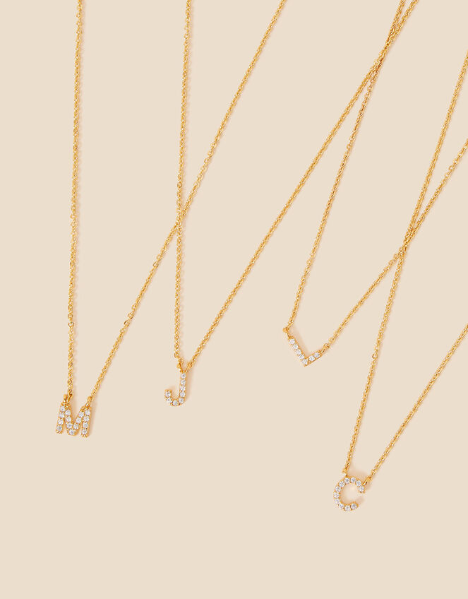 Gold-Plated Sparkle Initial Pendant Necklace, Gold (GOLD), large