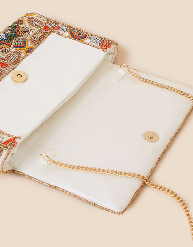 Tile Print Hand-Embellished Clutch Bag, , large