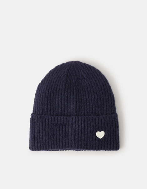 Heart Ribbed Beanie Hat, , large