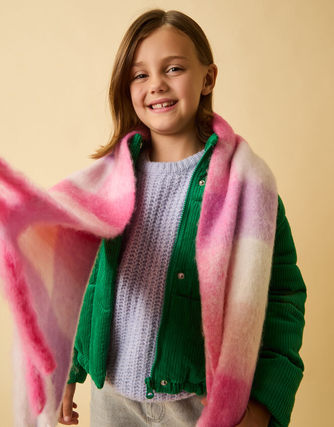 Girls Check Blanket Scarf, , large