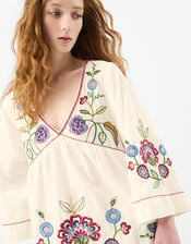 Embroidered Mini Cover Up, Ivory (IVORY), large