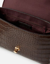 Jessica Croc Handheld Bag, Brown (CHOCOLATE), large