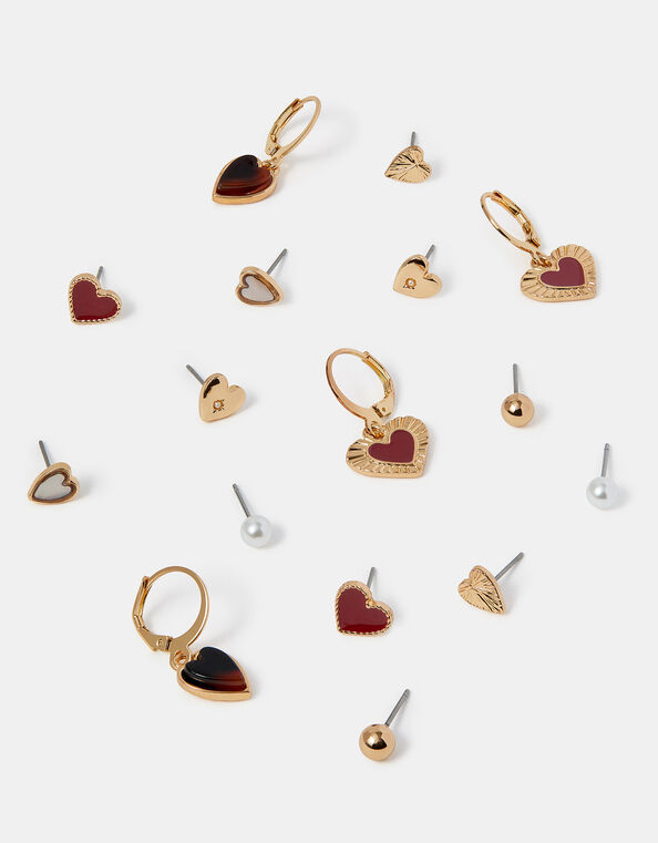 8-Pack Heart Stud & Hoop Earrings, , large