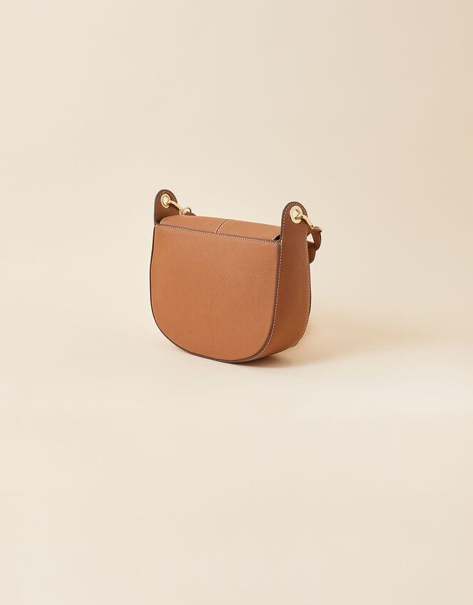 Leather Plait Saddle Cross-Body Bag, , large