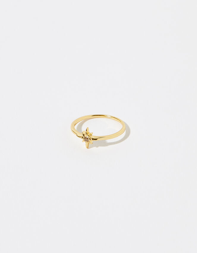Gold Vermeil White Topaz Star Ring, Gold (GOLD), large