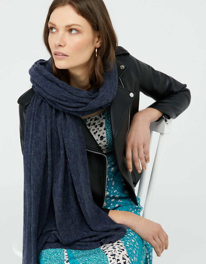 Lightweight Knitted Scarf, Grey (CHARCOAL), large