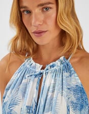 Palm Print Maxi Dress, White (WHITE), large